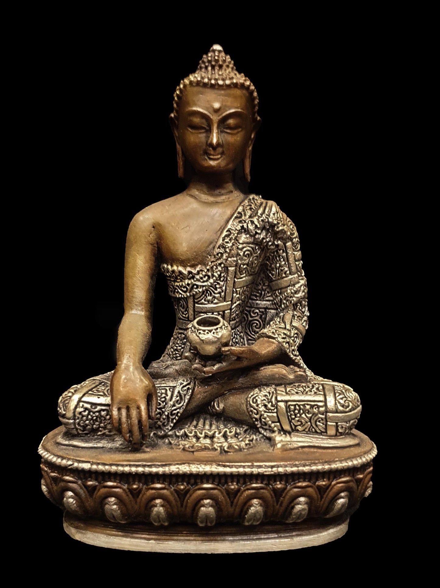 hakyamuni Buddha Statue – Silver & Chocolate Oxidized – The Awakened One in Timeless
