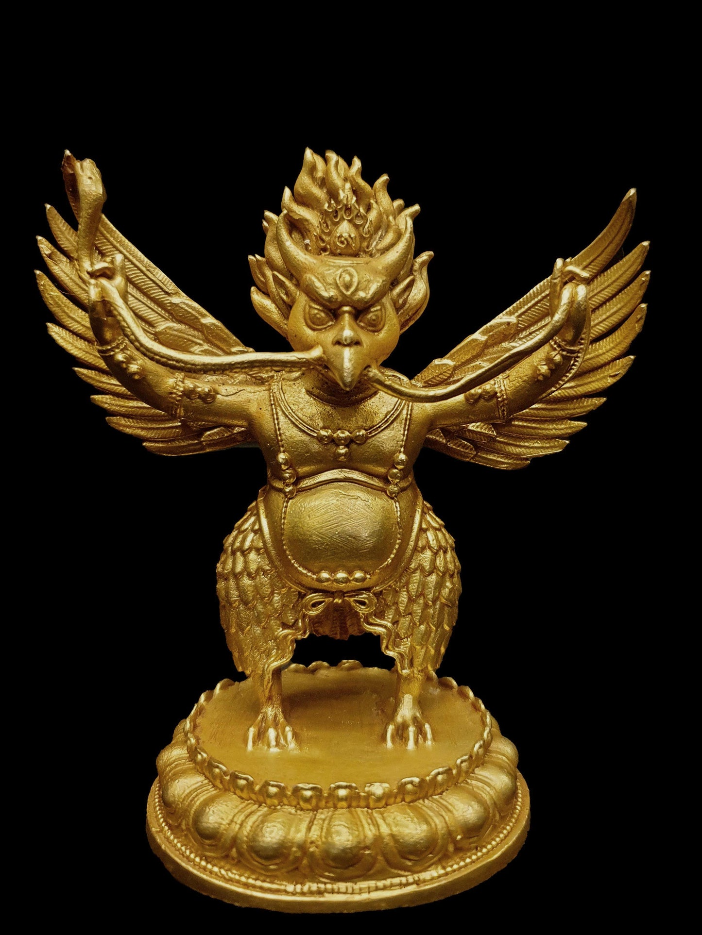 Garuda Statue – Divine Protector in Miniature Gold-Plated Splendor