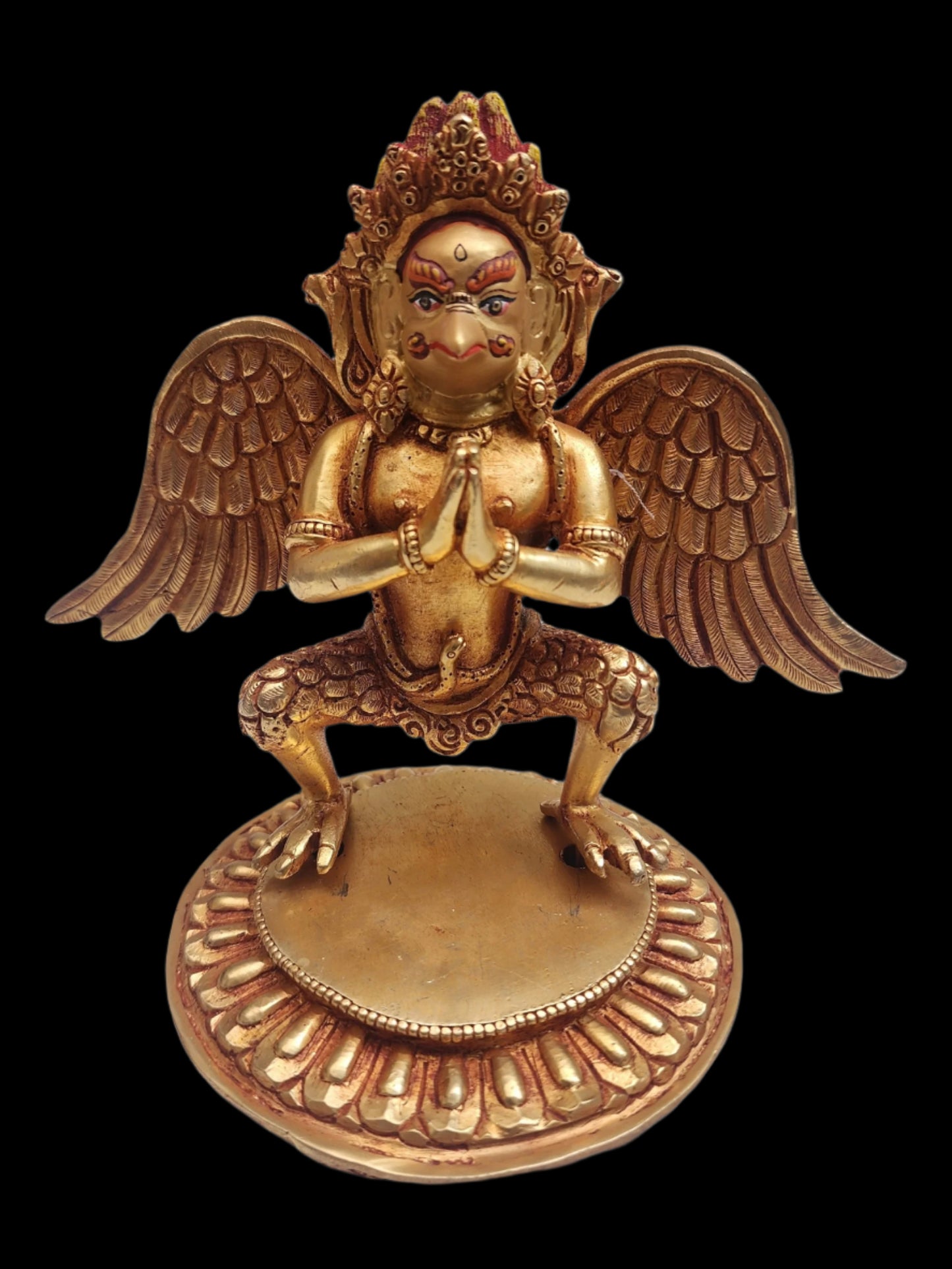 Golden Garuda Statue - Divine Protector in Radiant Gold-Plated Copper