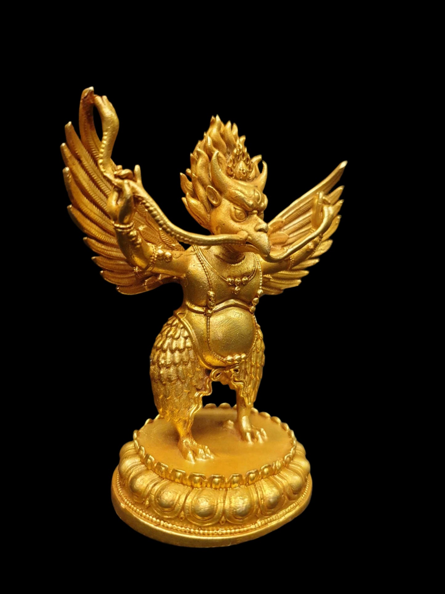 Garuda Statue – Divine Protector in Miniature Gold-Plated Splendor