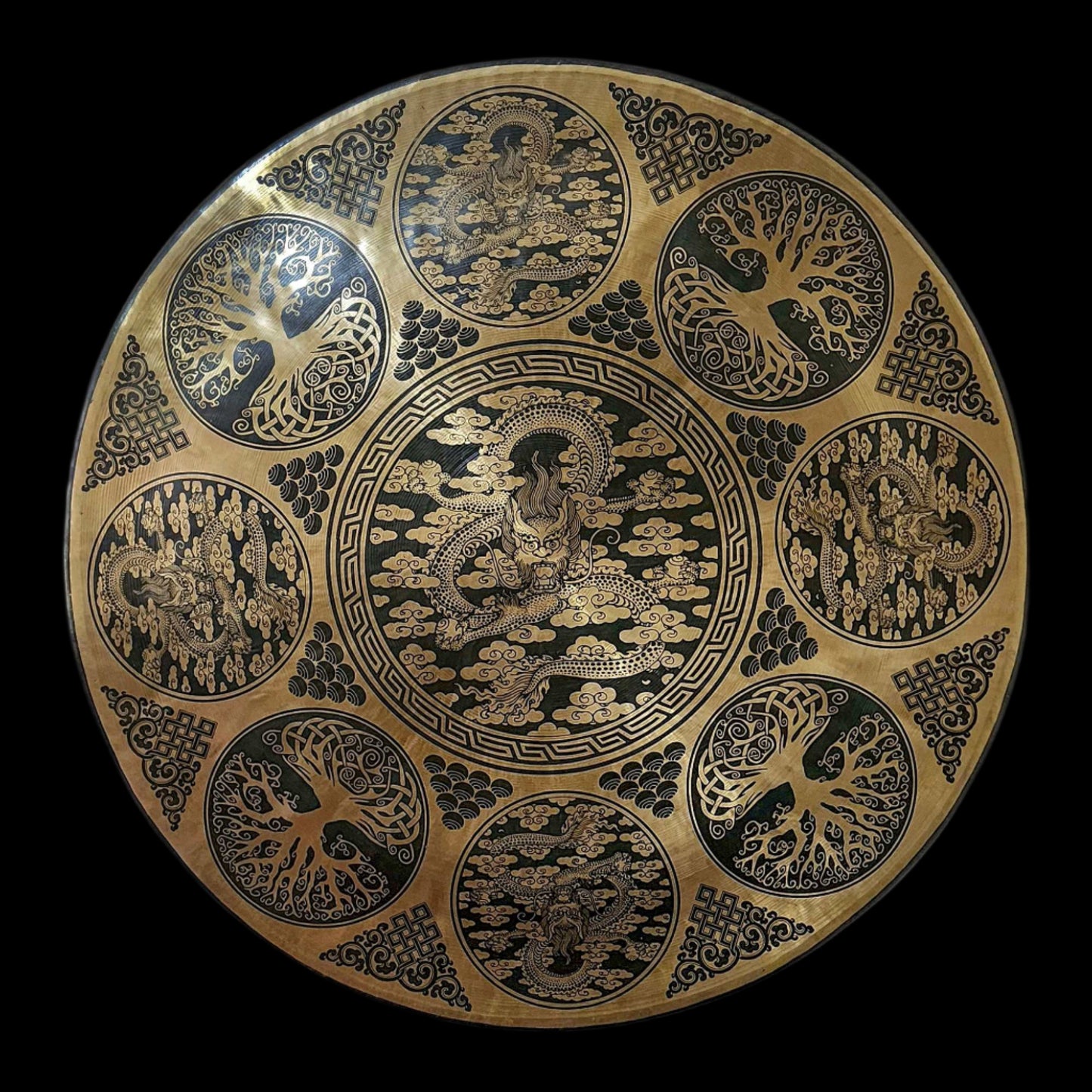 Harmonic Bronze Chau Gong with Mandala Etching – A Resonant Centerpiece of Balance & Beauty