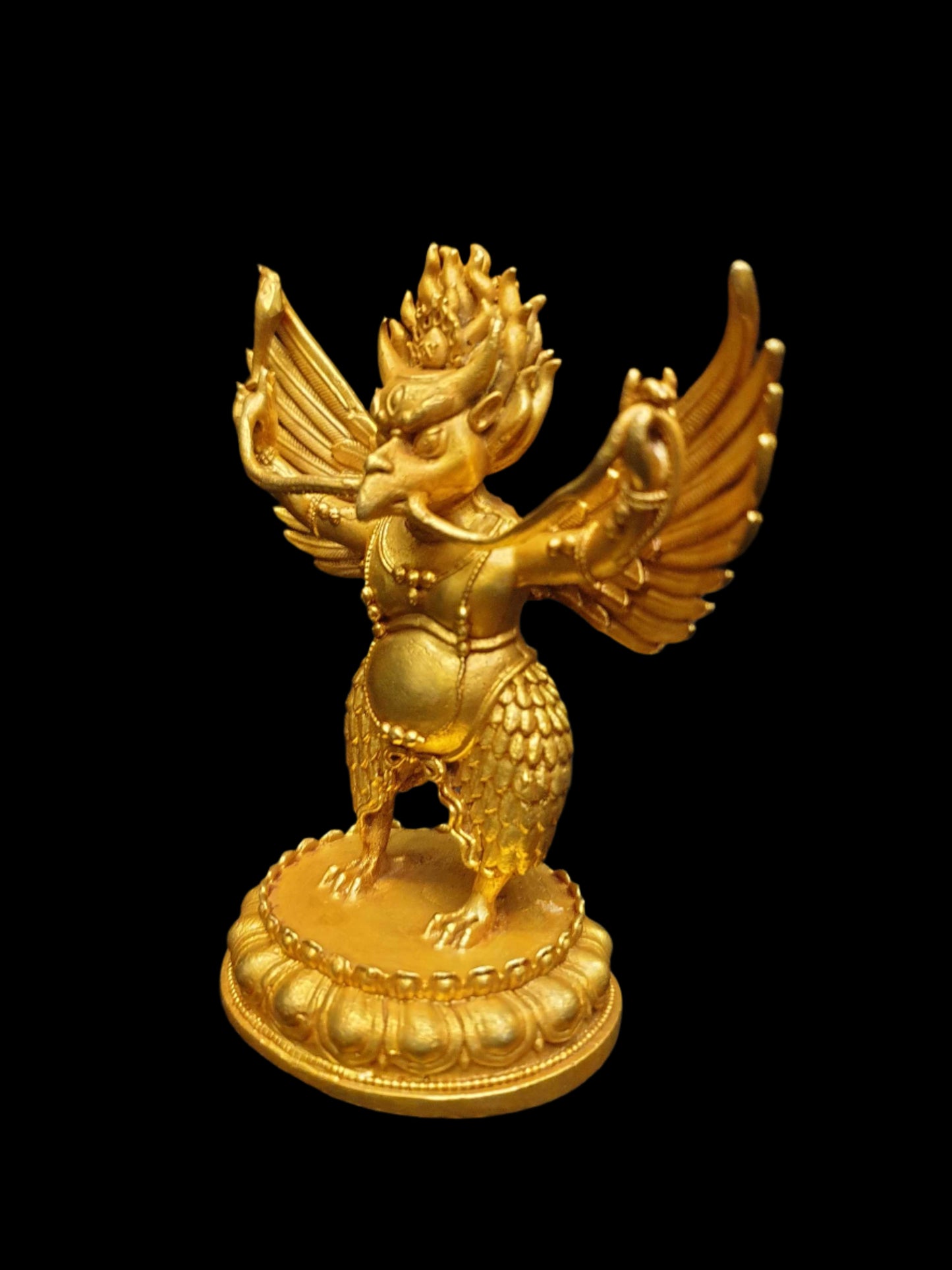 Garuda Statue – Divine Protector in Miniature Gold-Plated Splendor