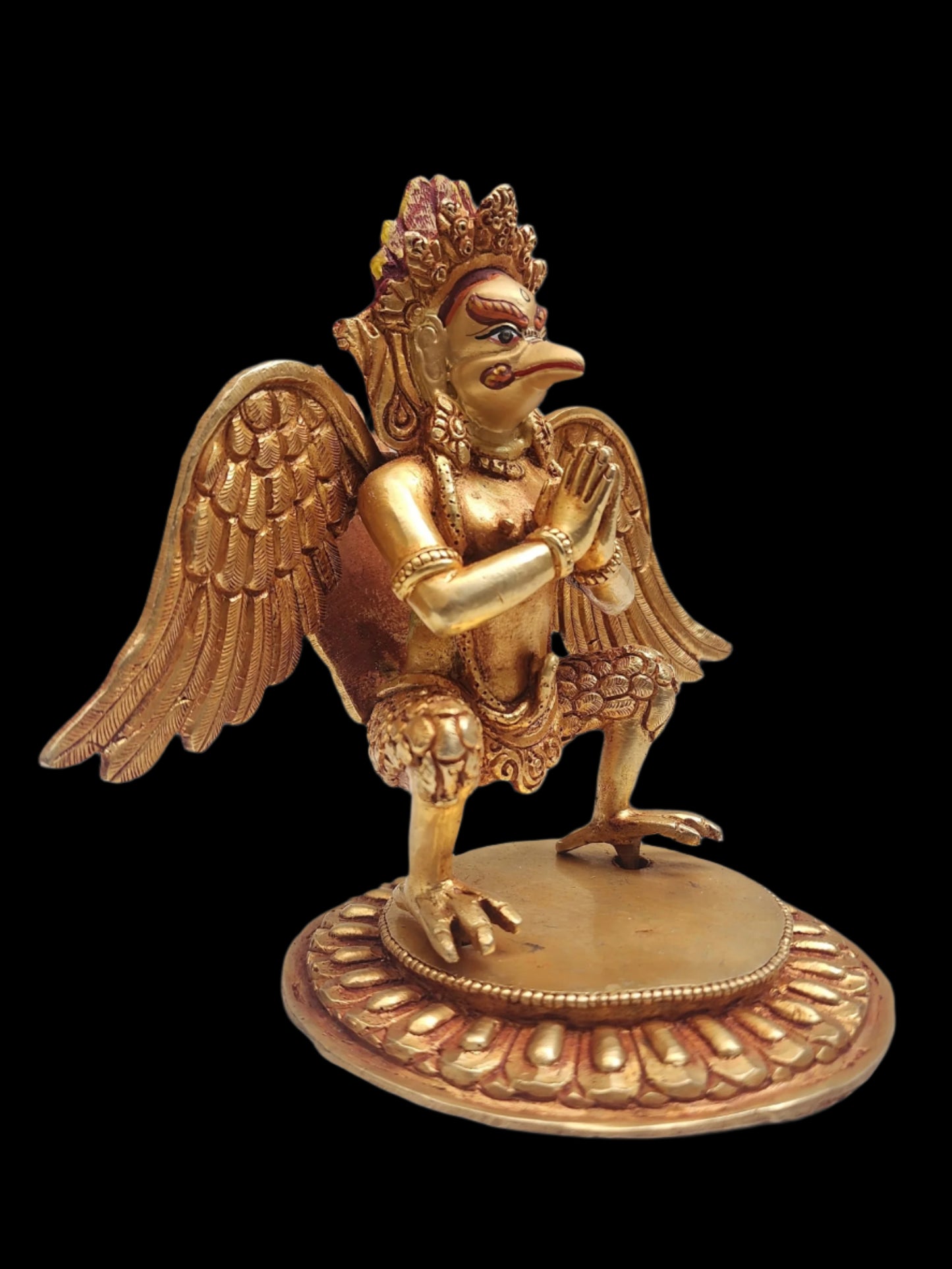Golden Garuda Statue - Divine Protector in Radiant Gold-Plated Copper