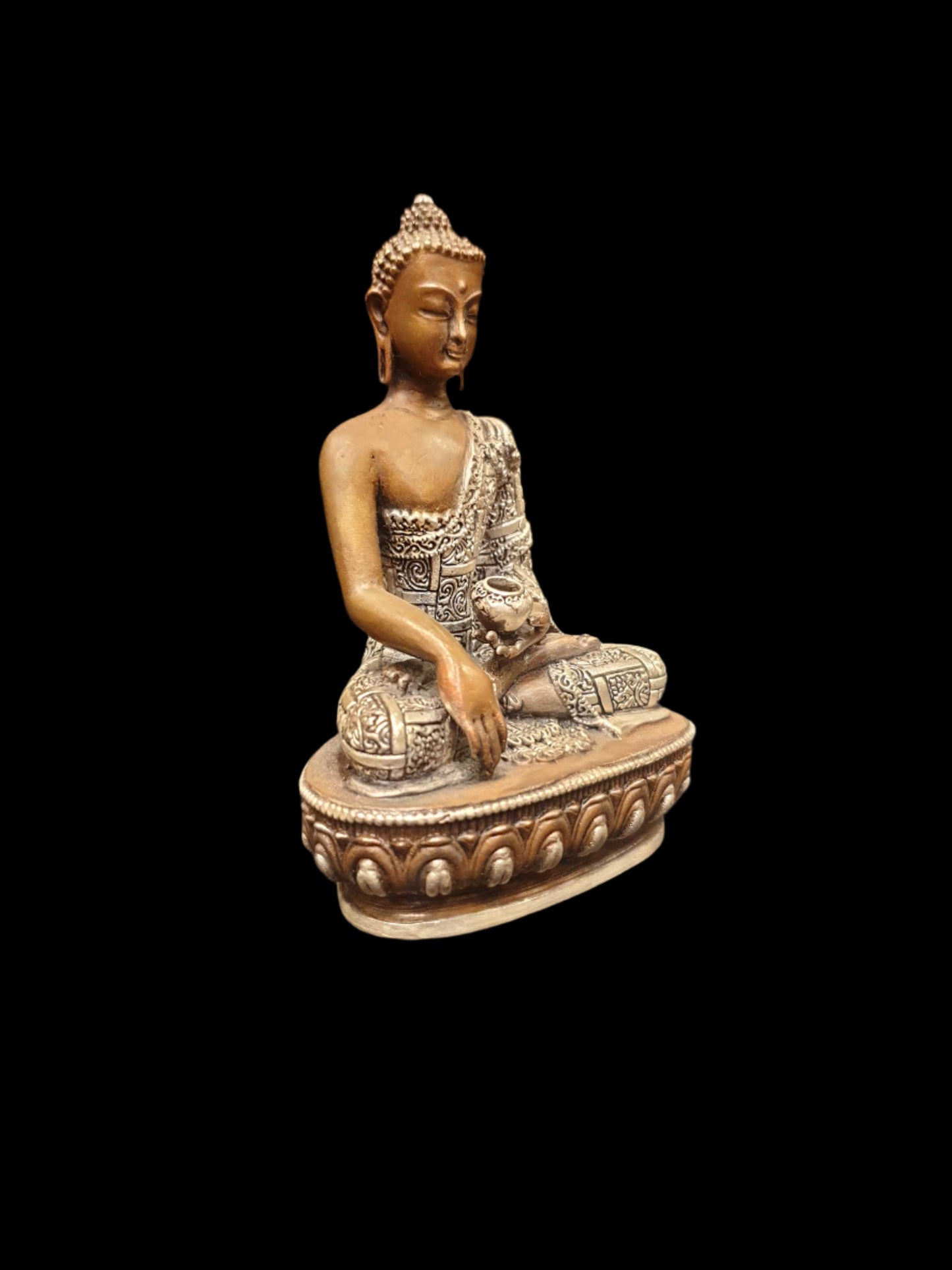 hakyamuni Buddha Statue – Silver & Chocolate Oxidized – The Awakened One in Timeless