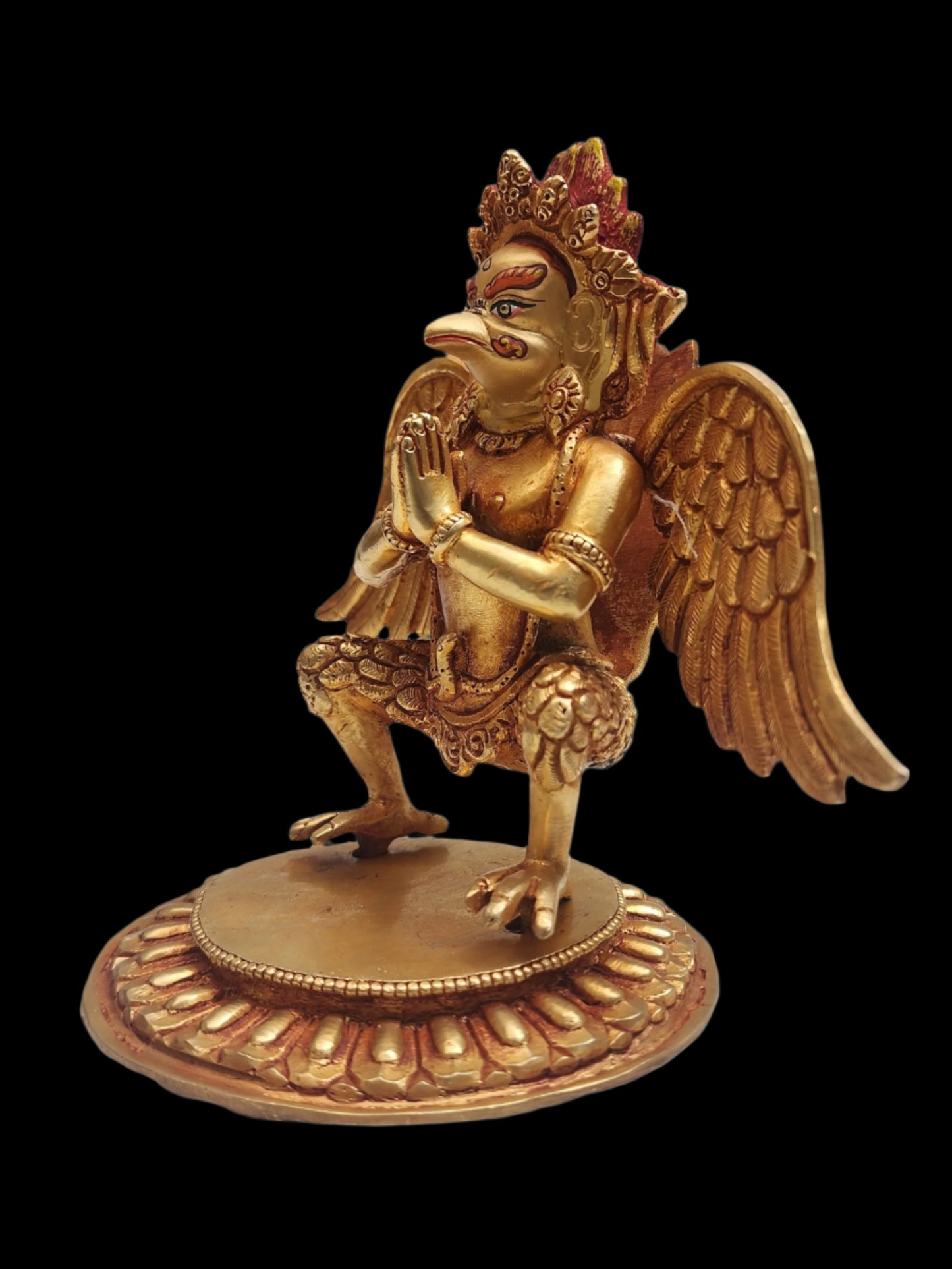 Golden Garuda Statue - Divine Protector in Radiant Gold-Plated Copper