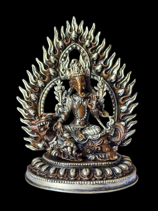 Singha Ganesh (Red Dzambala Form) – Remover of Obstacles & Guardian of Abundance